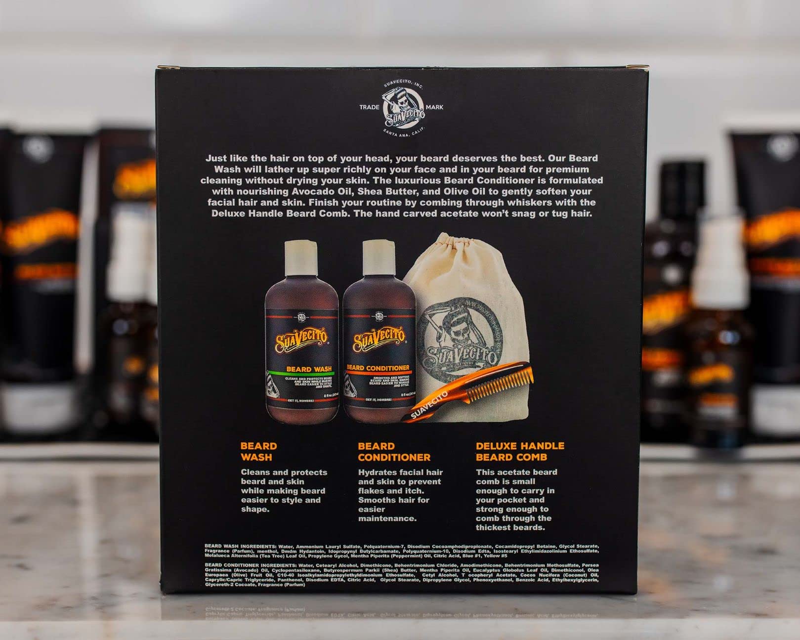 Suavecito Beard Wash Kit with Avocado Oil & Shea Butter - Grooming & Cleansing for Men - Travel Ready