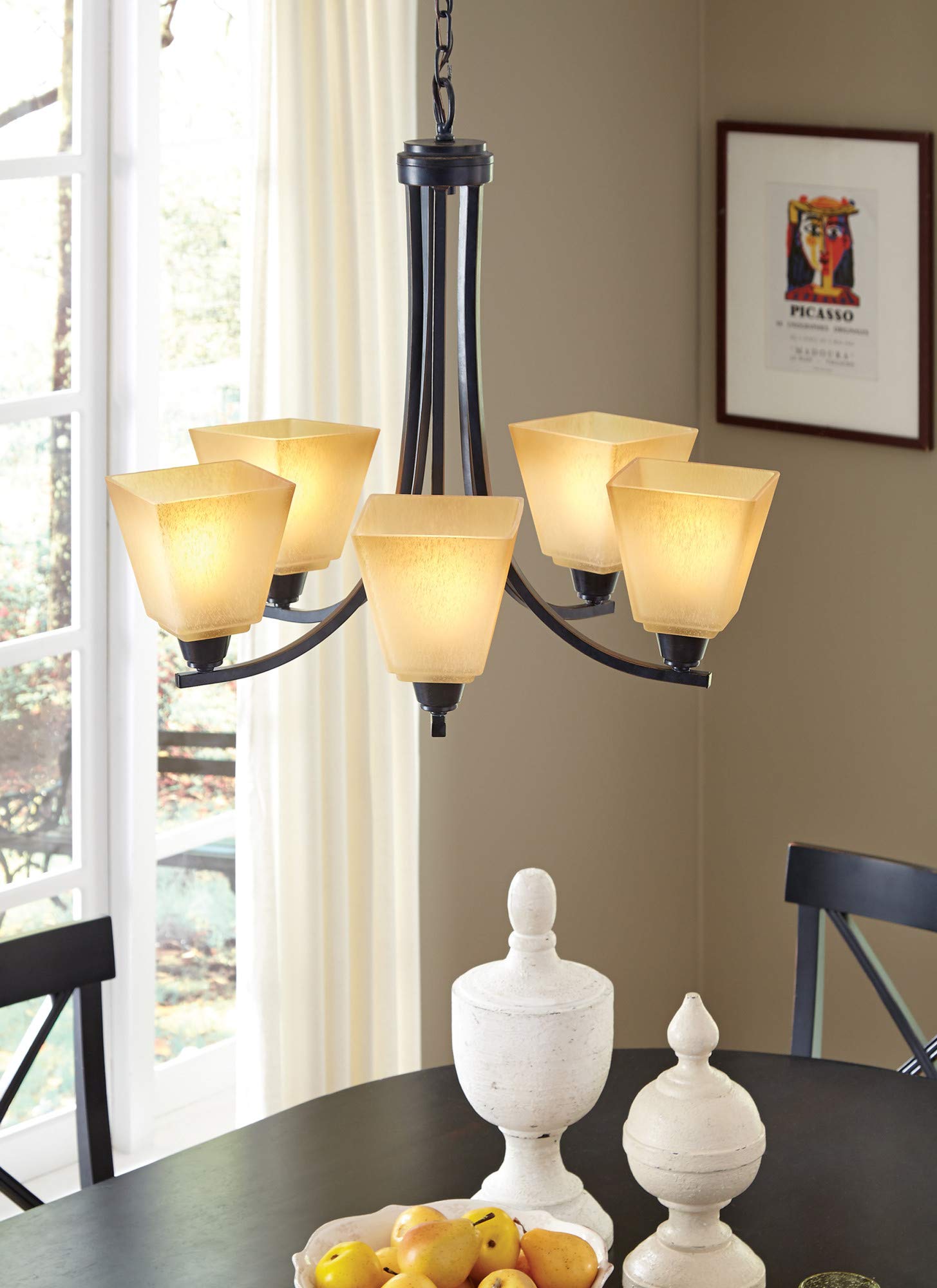 Seagull 4413004-845 4-Light Bathroom Vanity Light Fixture in Bronze/Dark Finish - Perfect for Modern Bathroom, Powder Room, and Spa Decor