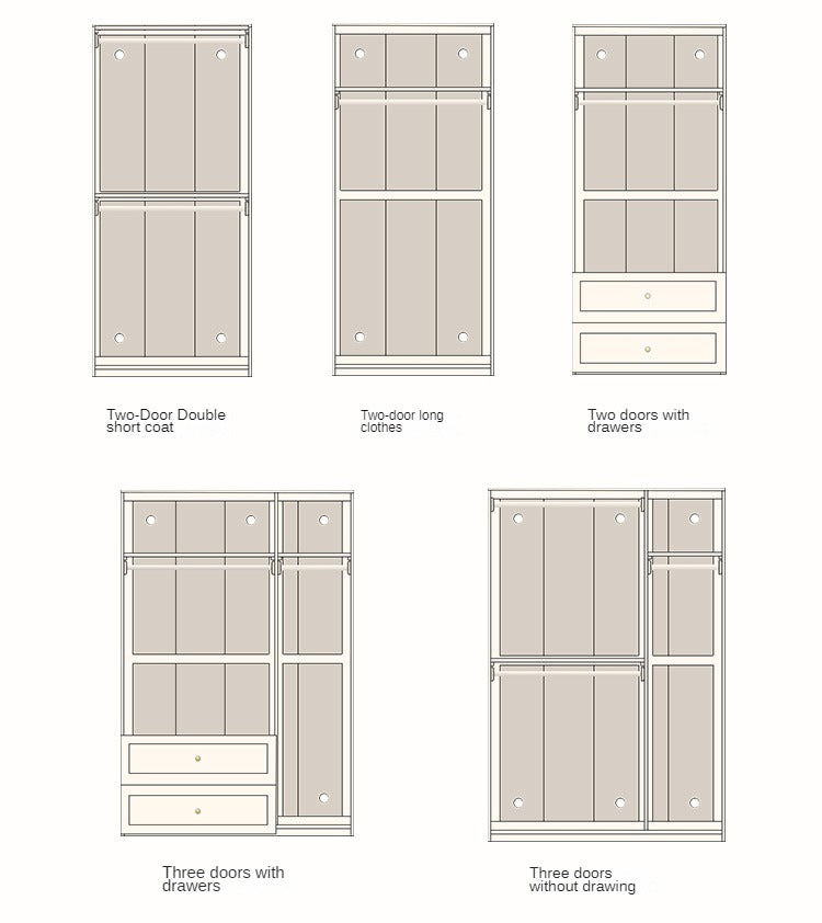French Cream Pine Solid Wood Wardrobe - Elegant Vintage Closet for Bedroom, Living Room & Guest Room Storage
