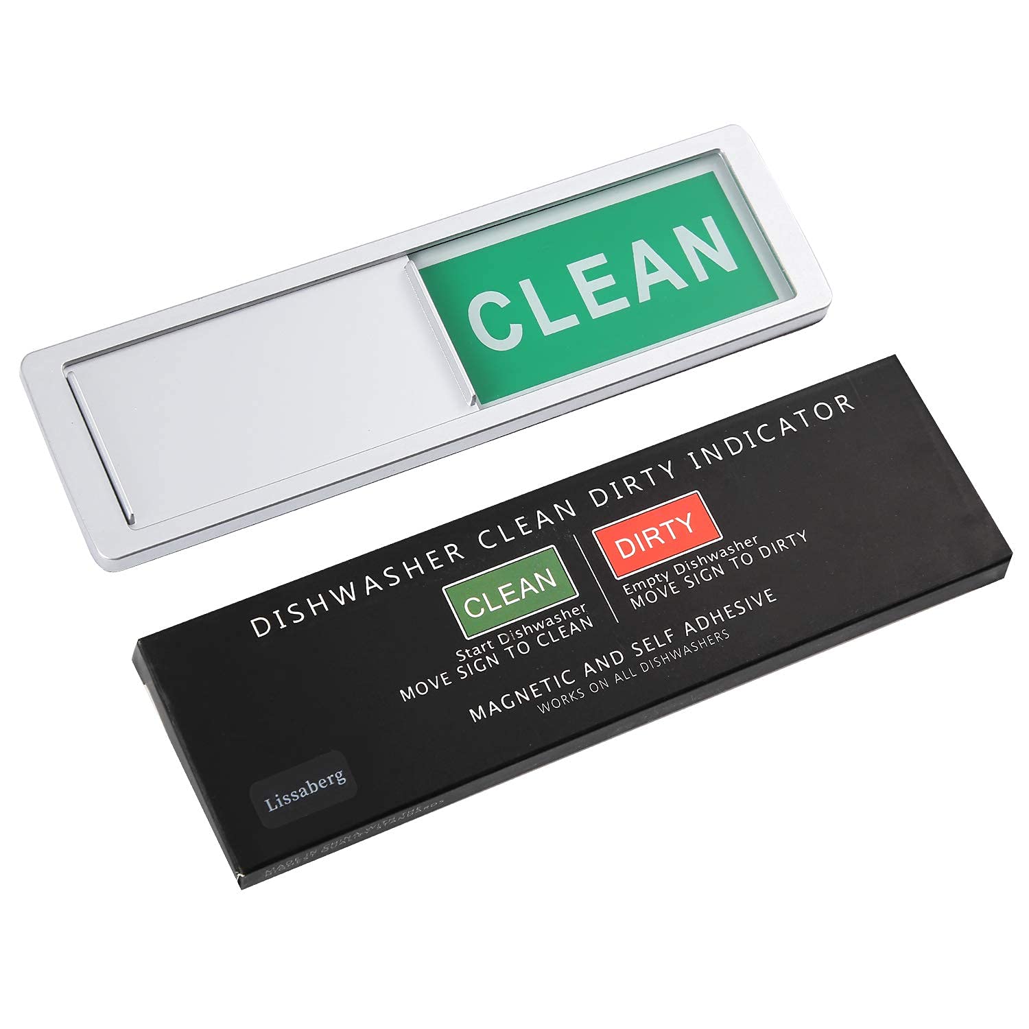 Upgraded Dishwasher Magnet Clean Dirty Sign - Strong Slide Indicator, Easy to Read, Waterproof & Non-Scratch - Kitchen Organization Tool for Home, Office, RV (Silver) - Perfect for Busy Families & Dishwasher Safety