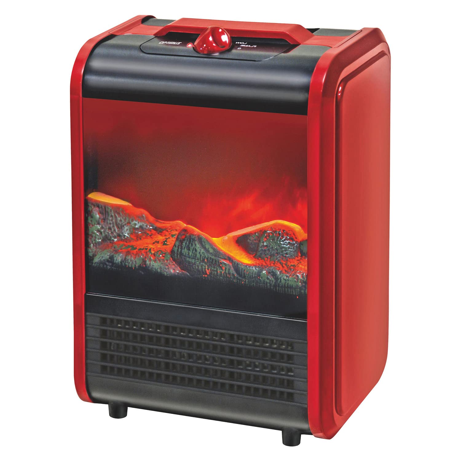 Portable Flame Effect Mini Fireplace Heater - Realistic Electric Fireplace with Adjustable Temperature, Red - Perfect for Bedroom, Office & Small Space Heating