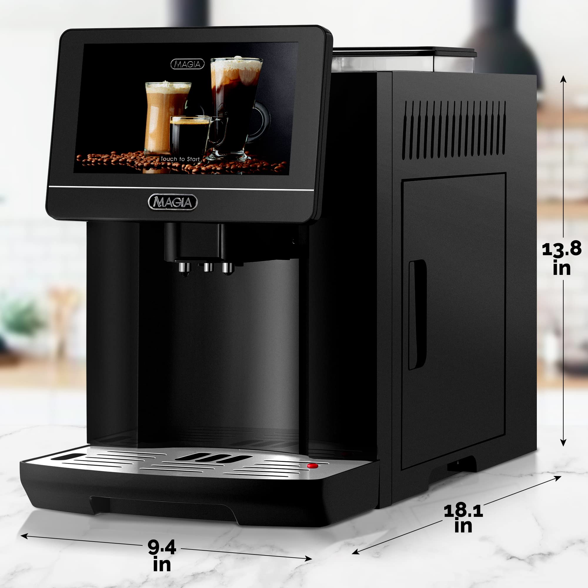 Zulay Magia Fully Automatic Espresso Machine with Built-in Grinder - 19 Customizable Coffee Options for Espresso, Latte & Cappuccino - Auto-Cleaning & Milk Frother System - Perfect for Home Baristas & Coffee Shops (Black)