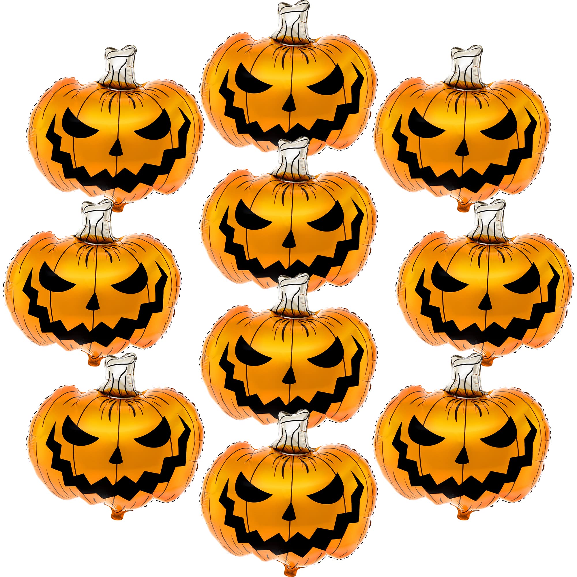 KatchOn 25 Inch Scary Halloween Pumpkin Balloons - Pack of 10 | Large Orange Foil Balloons for Halloween Party Decorations, Pumpkin Patch Displays & Spooky Home Decor | Perfect for Halloween Parties, Haunted Houses & Fall Festival Decor