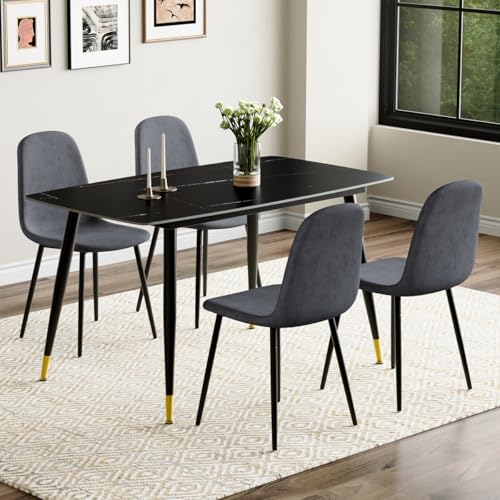 50'' Black Table + Dark Grey Chais