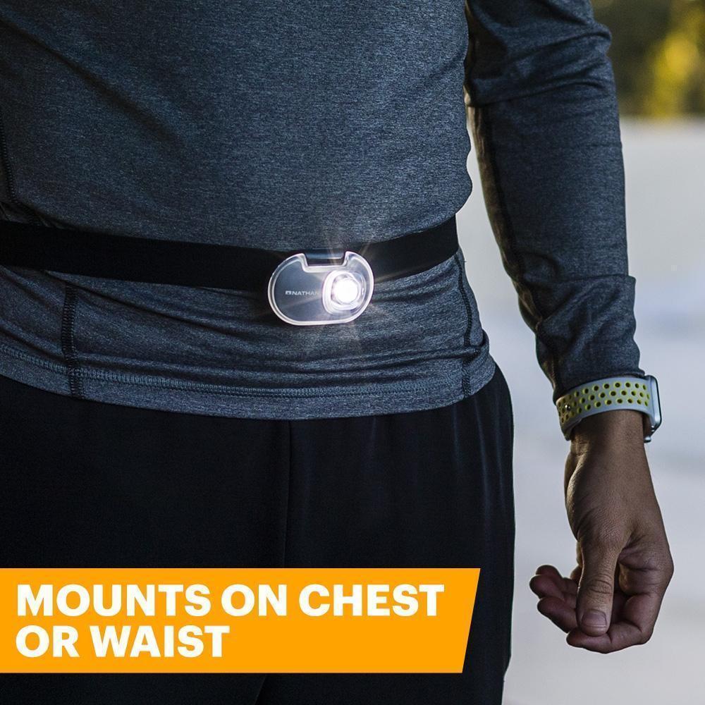Nathan Luna Fire 250 RX Running Light - High Visibility Chest & Waist LED Light for Night Jogging, Cycling, Hiking & Outdoor Safety Gear