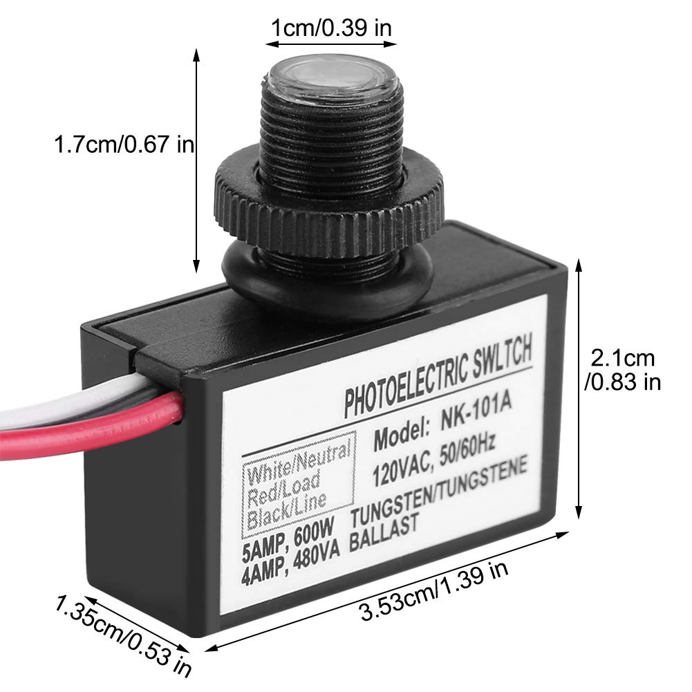 120VAC Photoelectric Switch - Dusk to Dawn Light Sensor for Outdoor Lighting Control | Automatic On/Off for Street Lights, Garden Lights & Security Lighting