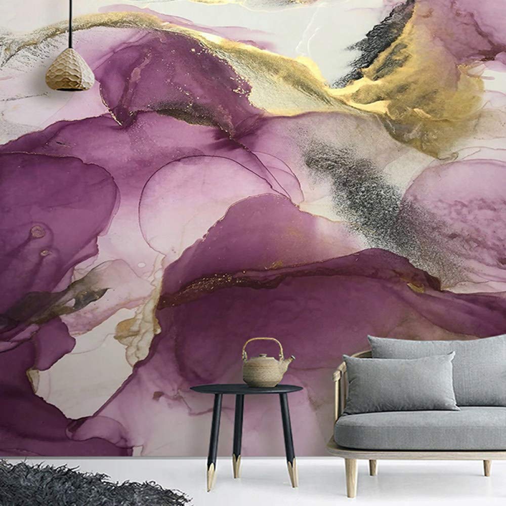 Modern Purple Gold Abstract Geometric Marble Contact Paper - Self-Adhesive Peel & Stick Countertop Wallpaper - Waterproof Vinyl for Kitchen Backsplash, Shelves, Furniture & Home Decor
