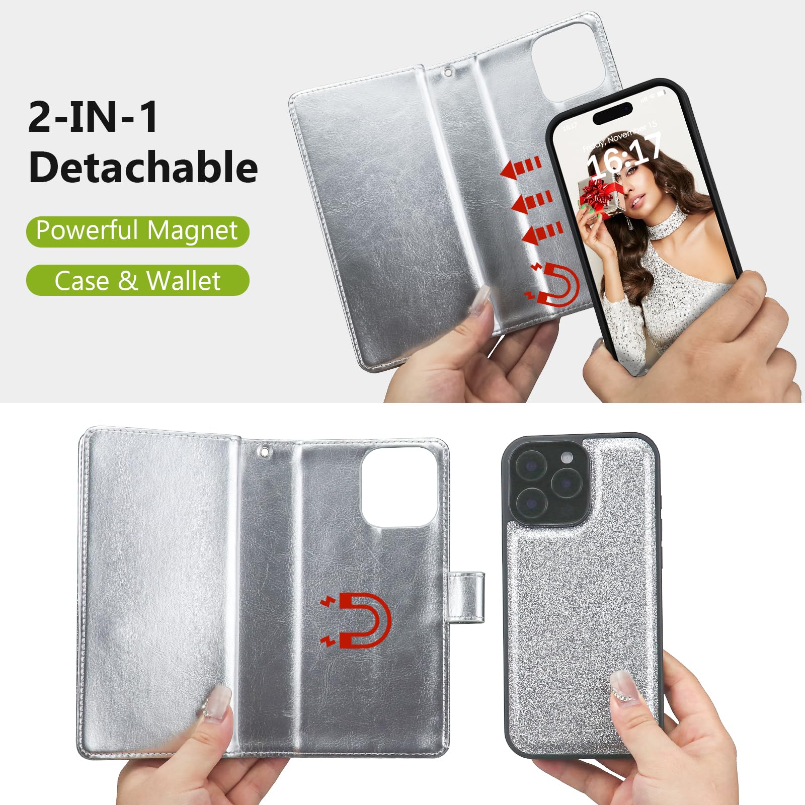 Magnetic Detachable Wallet Case for iPhone 12 Pro Max 6.7