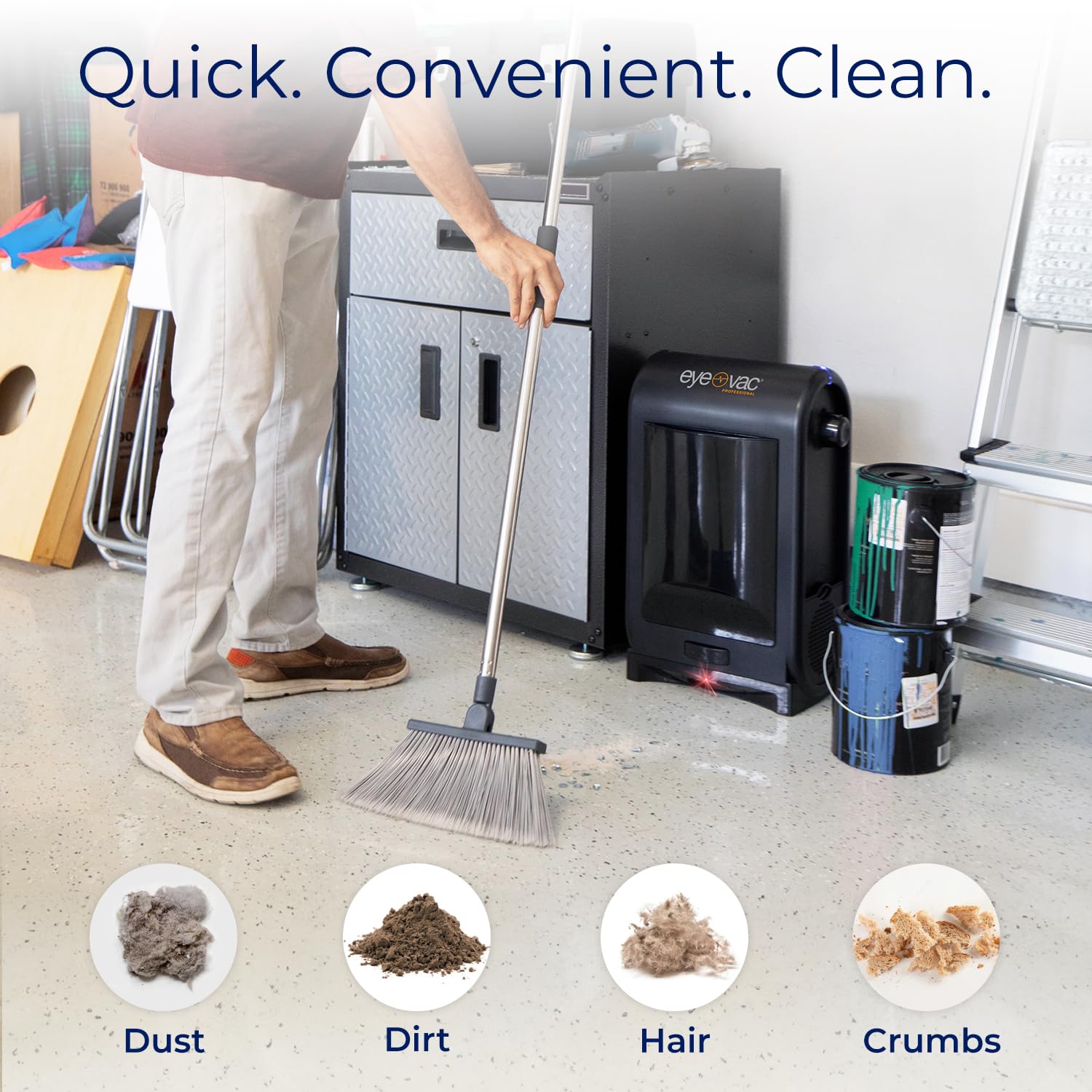 EyeVac Pro Touchless Automatic Dustpan Vacuum - Ultra Fast & Powerful 1400W Corded Canister Vacuum for Pet Hair, Food, Dirt - Bagless with Smart Sensors - Perfect for Salon, Kitchen & Home Cleaning (Black)