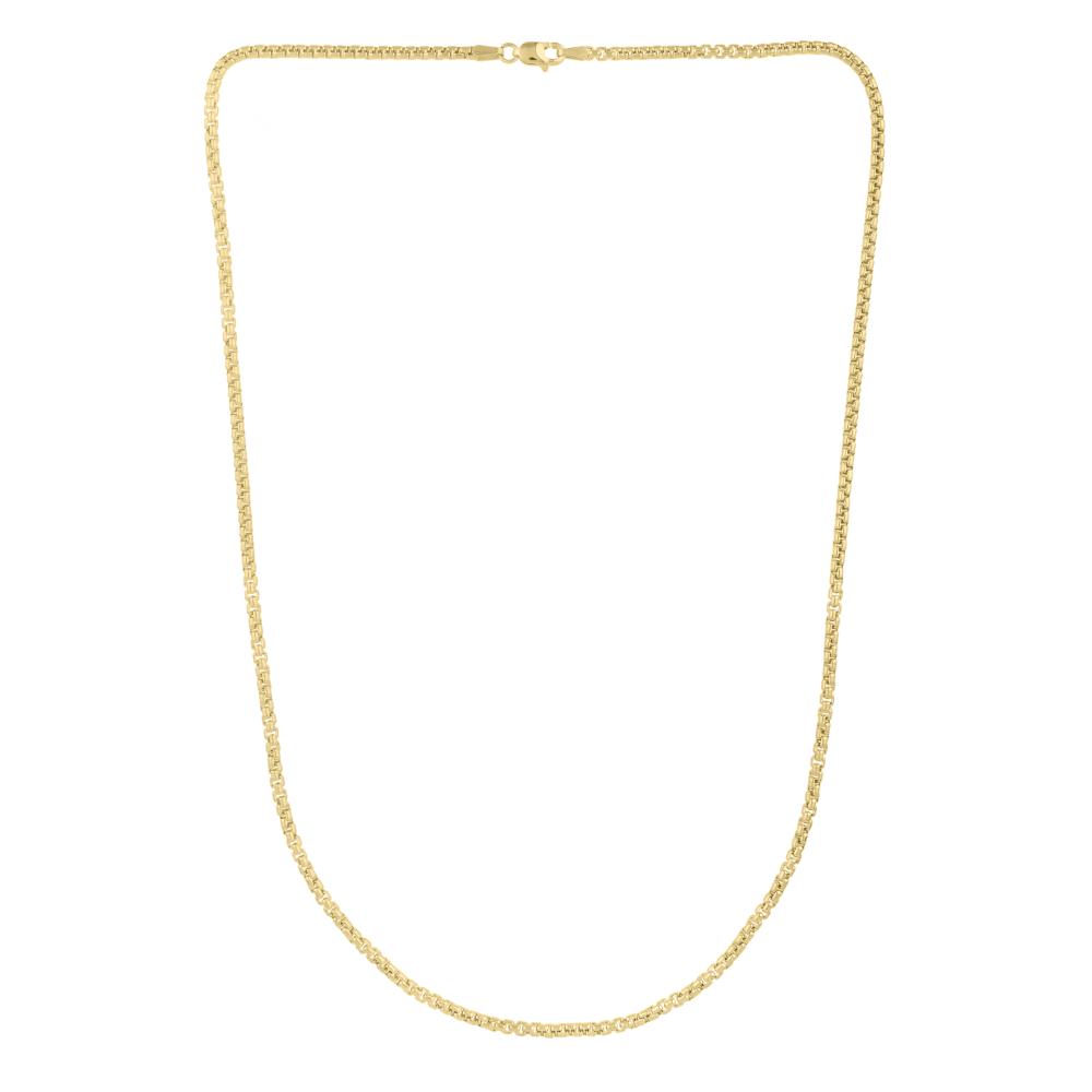 14K Solid Gold 2.5mm Round Box Chain Necklace for Women - Dainty Layering Jewelry for Everyday Wear & Special Occasions