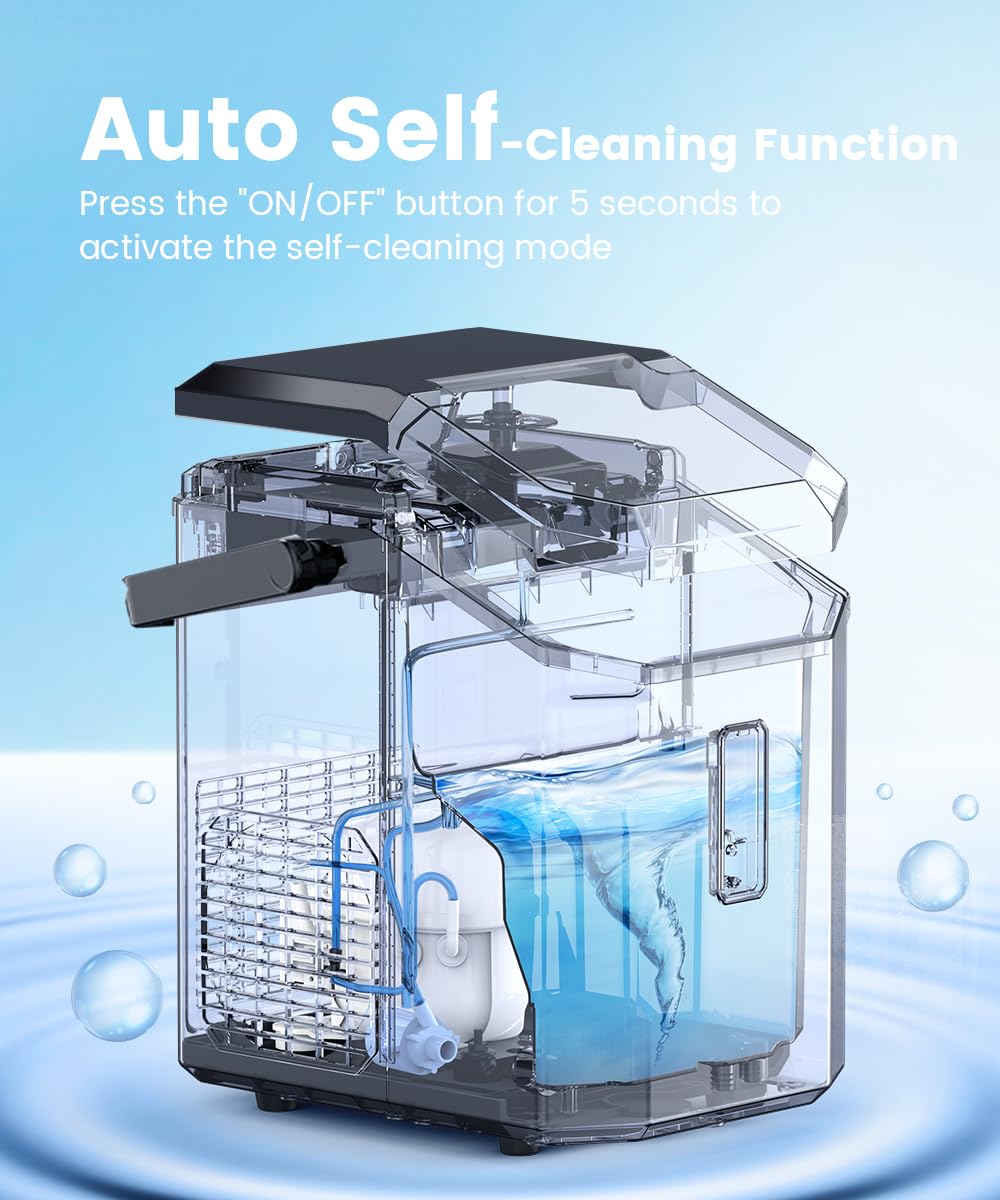 COWSAR Countertop Nugget Ice Maker - 34Lbs/Day Chewable Ice Machine with Self-Cleaning, Portable for Home, Kitchen, Office & Parties | Perfect for Cocktails, Sodas & Beverage Dispensers