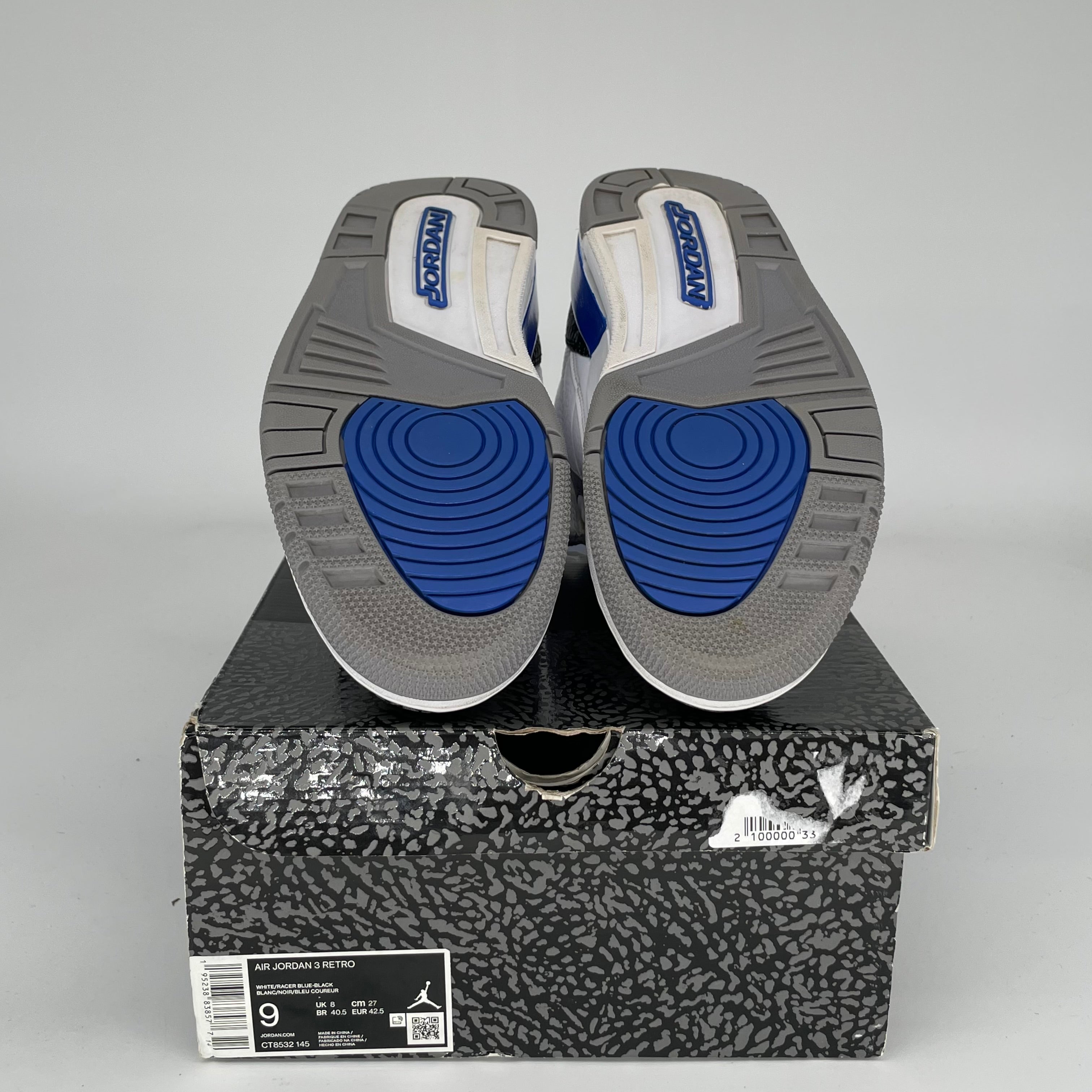 Air Jordan 3 Racer Blue Men's Basketball Shoes - Size 9 (CT8532-145) - Retro Sneakers for Running, Training & Streetwear Fashion