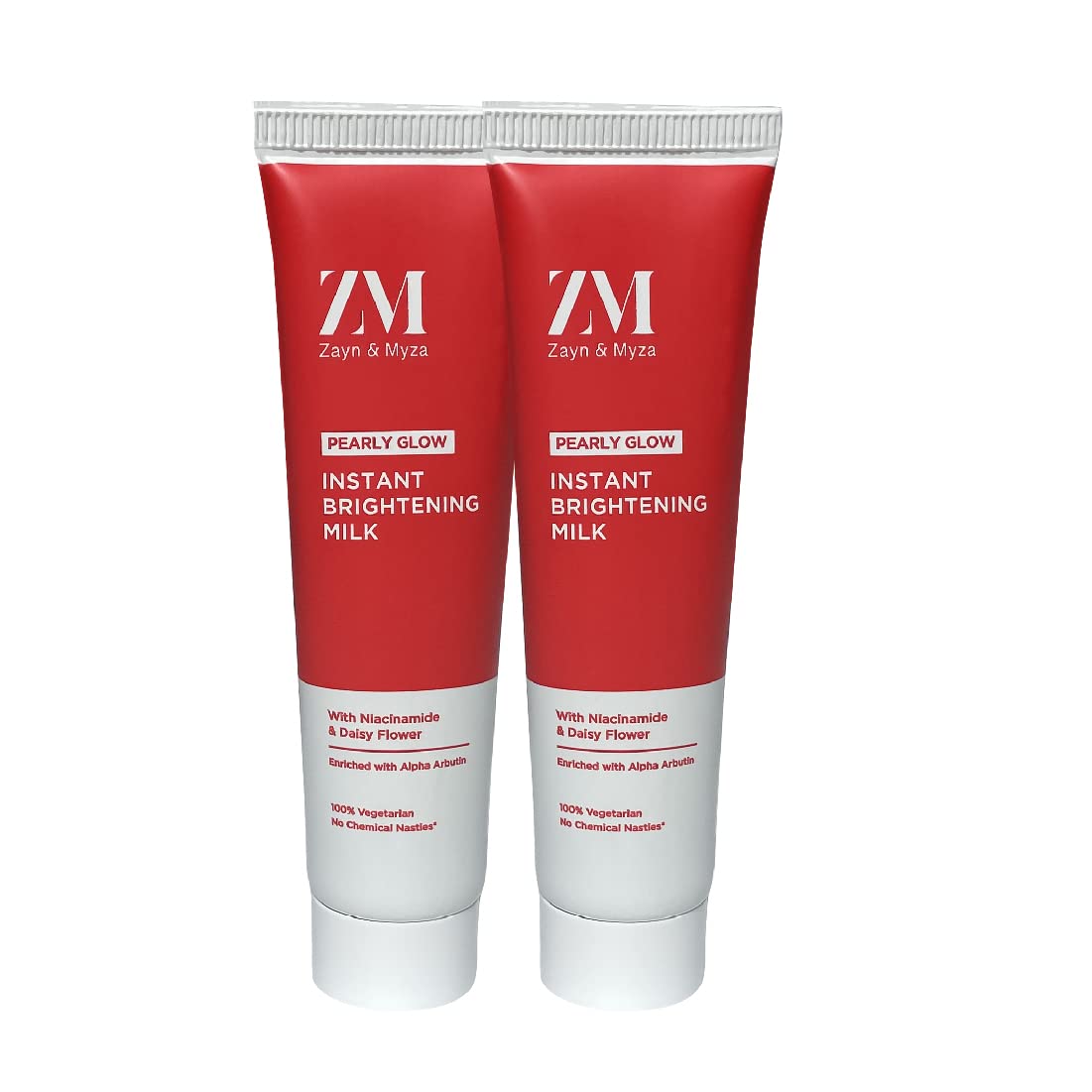 ZM Zayn & Myza Pearly Glow Insta Brightening Milk Tube Cream - Radiant & Glowing Skin Treatment | Instant Brightening & Dark Spot Reduction | 25ml (Pack of 2) | Perfect for Daily Skincare Routine & Photo-Ready Complexion