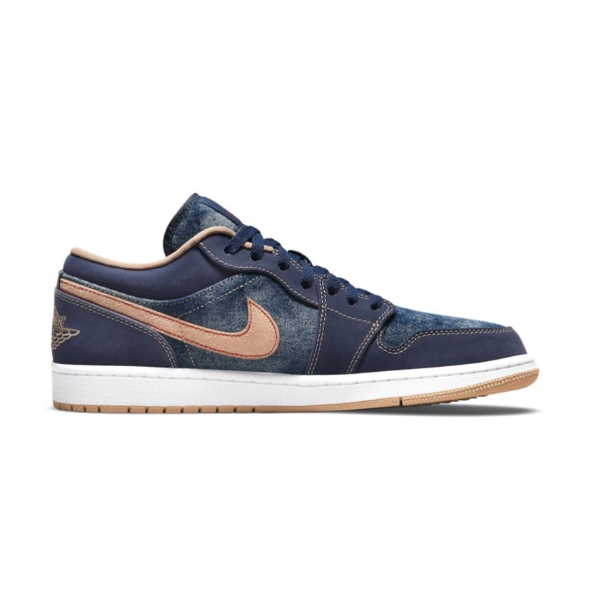 Air Jordan 1 Low SE Sneakers - Denim Grey Men's Basketball Shoes for Casual Wear & Street Style