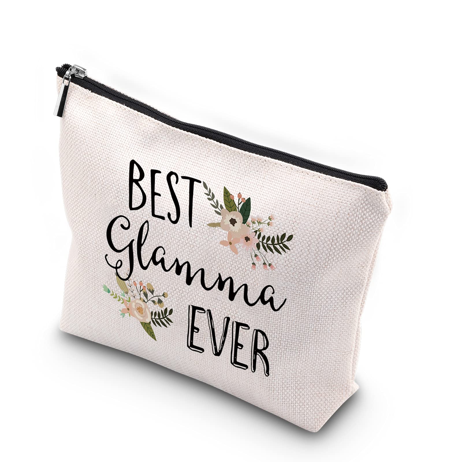 Best Glamma Ever - Premium Waterproof Zipper Makeup Bag for Grandma, Travel Toiletry Organizer & Cosmetic Case - Perfect Gift for Glamma, Mothers Day, Birthday & Travel Accessories (Great for Cruises, Vacations & Daily Use)