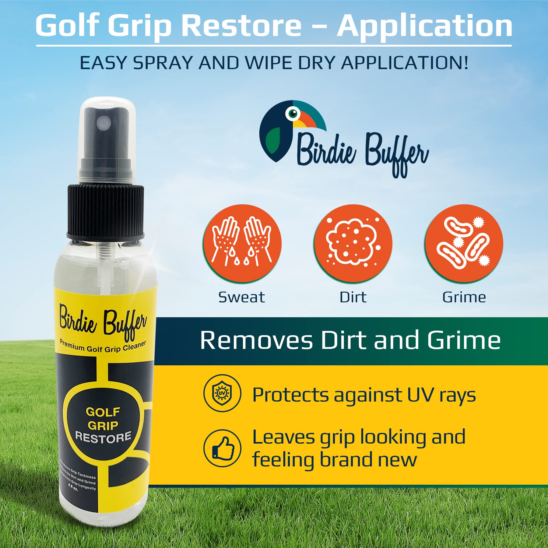 Eco-Friendly Golf Grip Restore & Club Cleaner | Made in USA | Restores Tackiness for Improved Performance | Easy Application, 4 Fl Oz | Perfect for On-Course and Practice Sessions