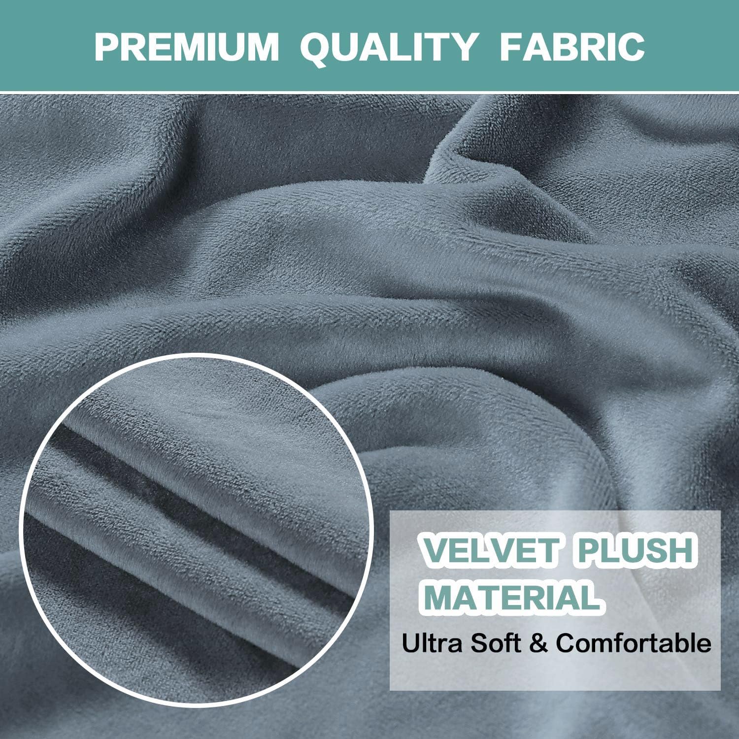 Turquoise Velvet Loveseat Cover - Stretch Sofa Slipcover for 2-Cushion Couches with Non-Slip Elastic Bottom | Soft Fabric Furniture Protector | Perfect for Living Room, Apartment & Home Decor (Loveseat, Stone Blue)