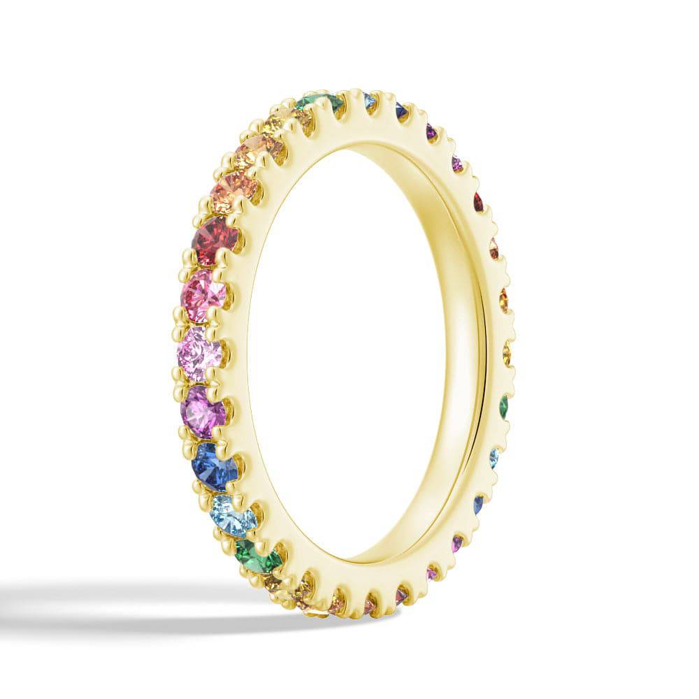 Multi Color Rainbow Gemstone Eternity Ring for Women - Elegant Stackable Wedding Band, Anniversary Gift for Her - Perfect for Everyday Wear, Special Occasions & Jewelry Layering