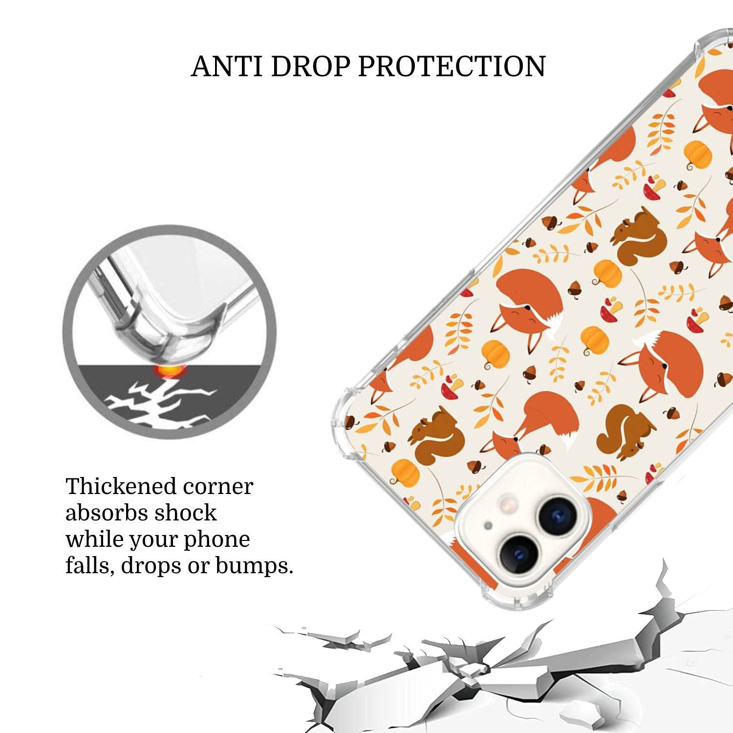 Autumn Leaves iPhone 12 Pro Max Case - Cute Fox & Squirrel Design Trendy TPU Bumper Cover for Women, Girls & Boys | Perfect for Fall Season, Outdoor Adventures & Daily Protection