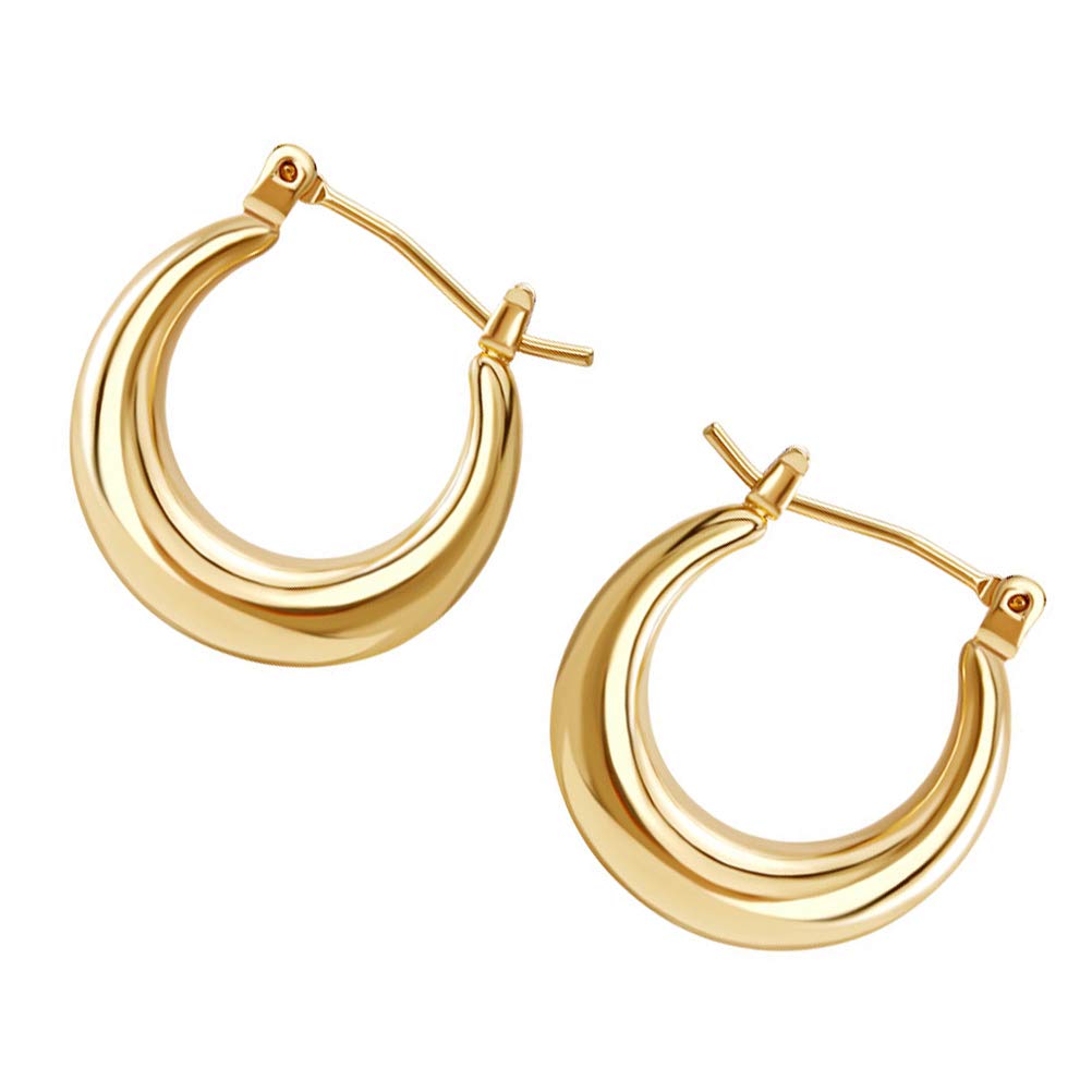 KESYOO 2 Pack Minimalist Gold U-Shaped Hoop Earrings for Women - Dainty European Style Fine Jewelry - Perfect for Everyday Wear, Office & Date Night