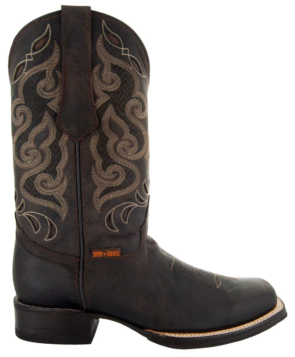 Soto Men's H50019 Broad Square Toe Work Boots - Durable Leather Construction for Construction, Farming & Outdoor Work