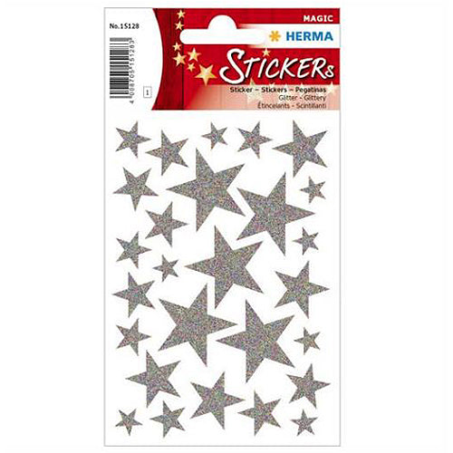 Silver Glitter Star Stickers - 15128 Pack - Perfect for Scrapbooking, DIY Crafts, and Party Decorations