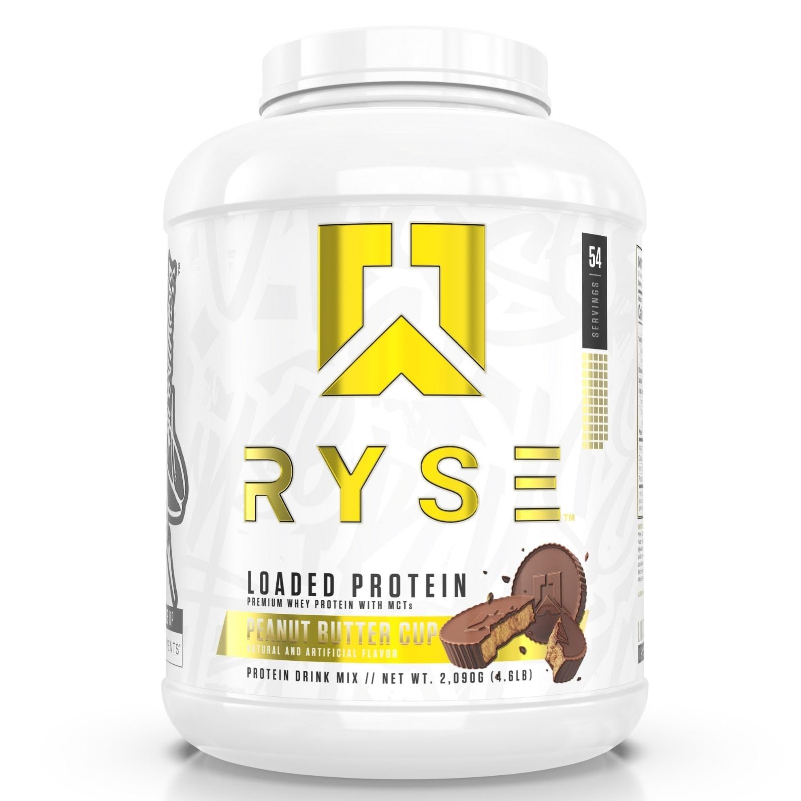 Ryse Loaded Protein Powder - 25g Whey Protein Isolate & Concentrate with Prebiotic Fiber & MCTs | Low Carb Low Sugar Supplement | 54 Servings Peanut Butter Cup Flavor for Post-Workout Recovery & Muscle Building