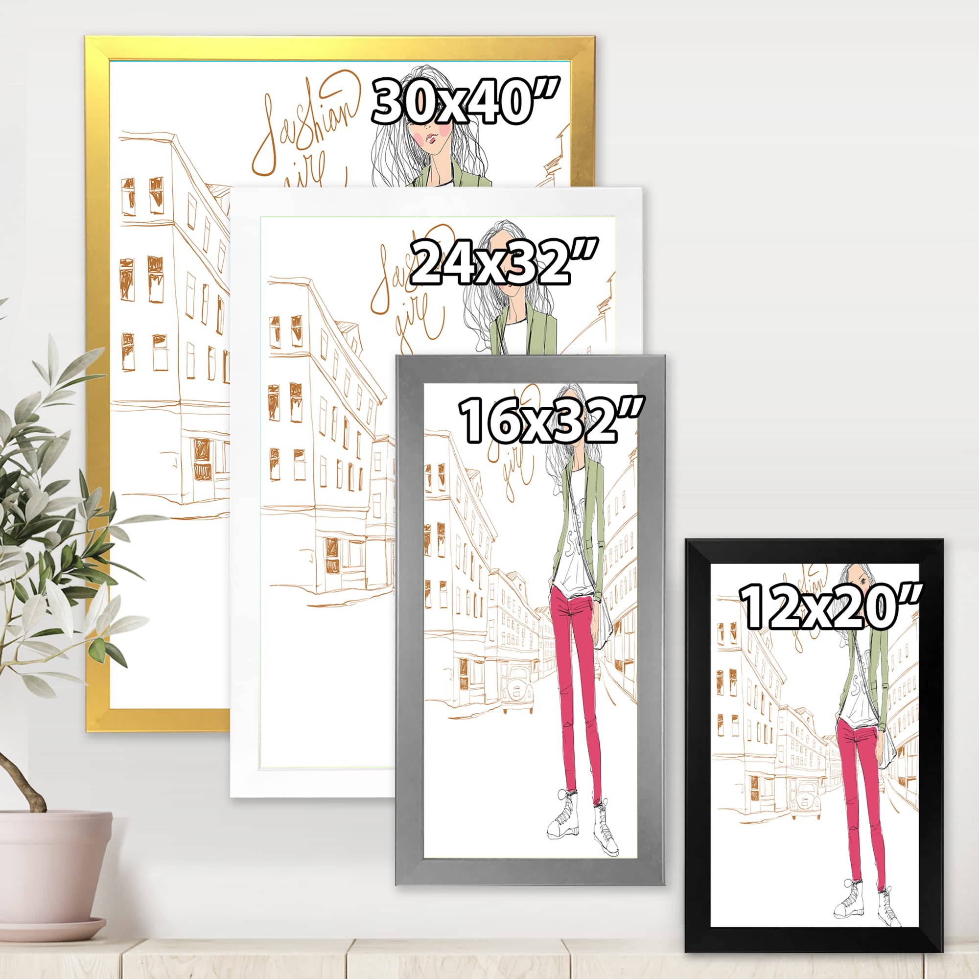 DesignQ Trendy Fashion Girl II Children's Art Framed Wall Decor - Perfect for Kids' Room, Nursery & Playroom Decorations