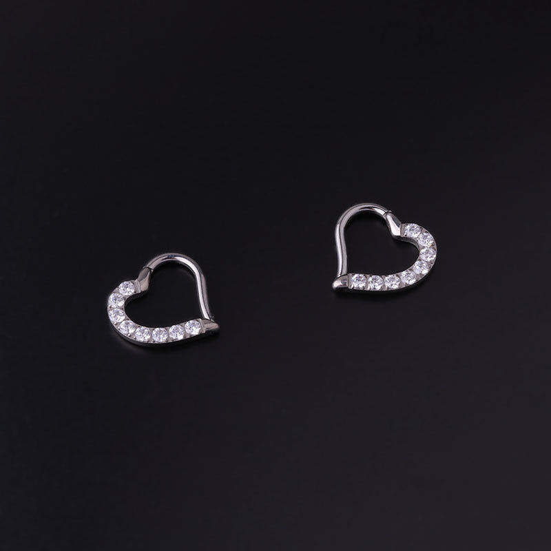 Titanium Cartilage Earrings - Heart Daith Conch Huggie Hoops for Women | HSPJ711 | Perfect for Piercing Jewelry, Everyday Wear & Gifts