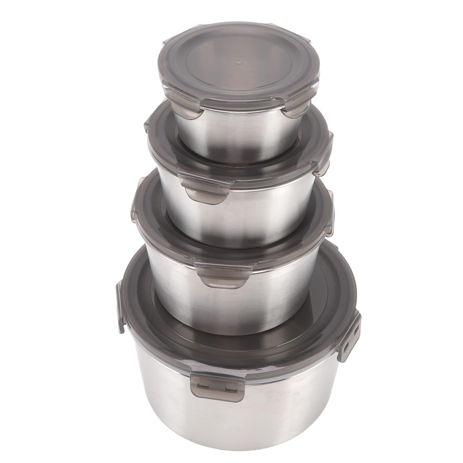 4-Piece Large Capacity Stainless Steel Food Storage Containers with Lids - Airtight, Portable Lunch Box for Work, School, Picnics & Meal Prep (Round Design)