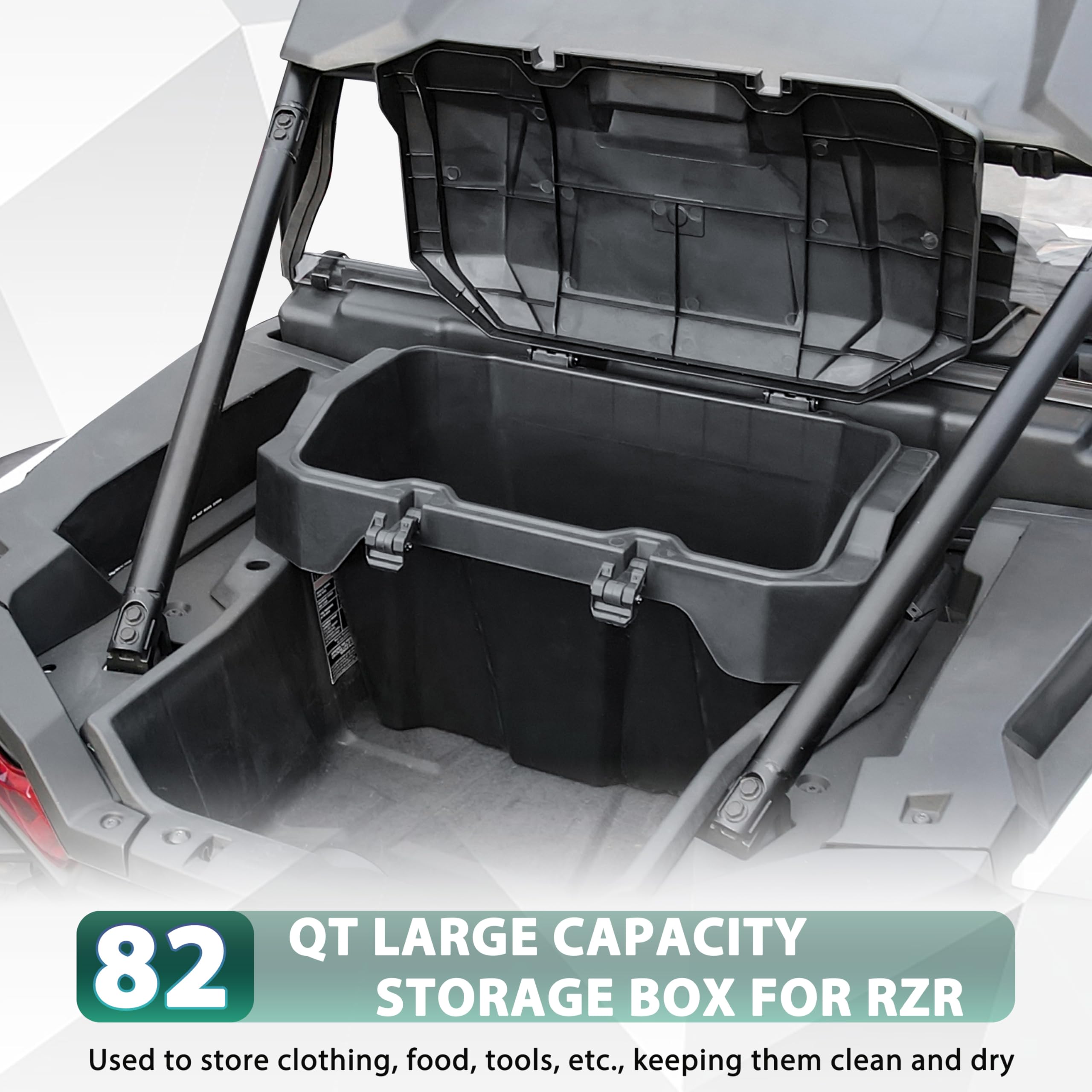 82QT Waterproof Cargo Box for Polaris RZR XP 1000 2024-2025 Models | Rear Bed Storage Bin for RZR XP 1000/XP 4 1000 Sport/Premium/Ultimate | Replacement Part #2889611 | Perfect for Off-Roading, Camping & Outdoor Adventures