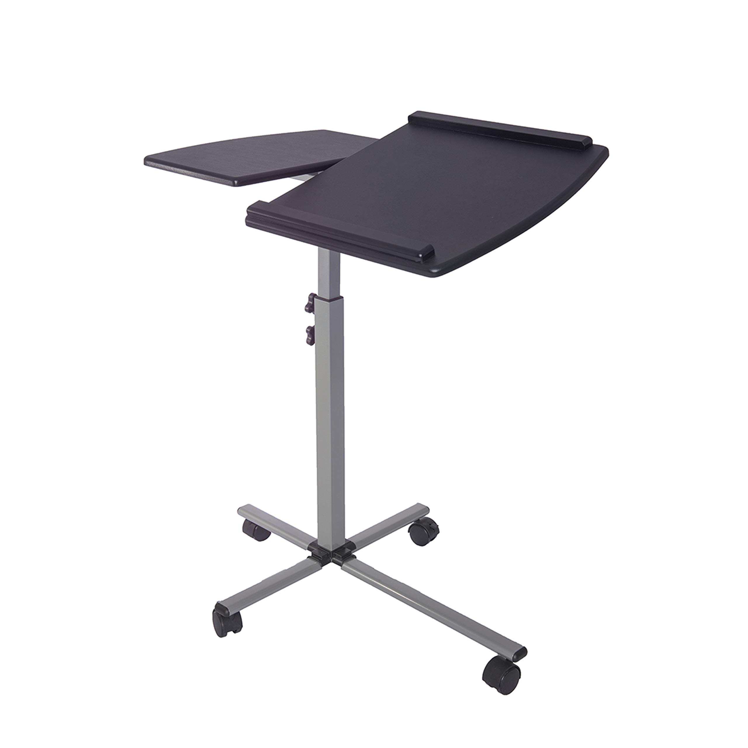Techni Mobili Adjustable Rolling Laptop Cart with Locking Wheels - Mobile Workstation for Office, Home, or Classroom - Graphite Finish
