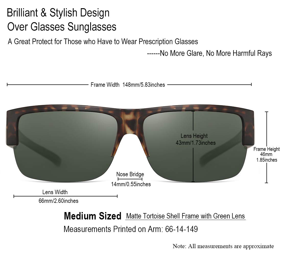 CAXMAN Polarized Fit Over Glasses Sunglasses for Men & Women - 100% UV Protection - Perfect for Driving, Outdoor Sports & Daily Wear