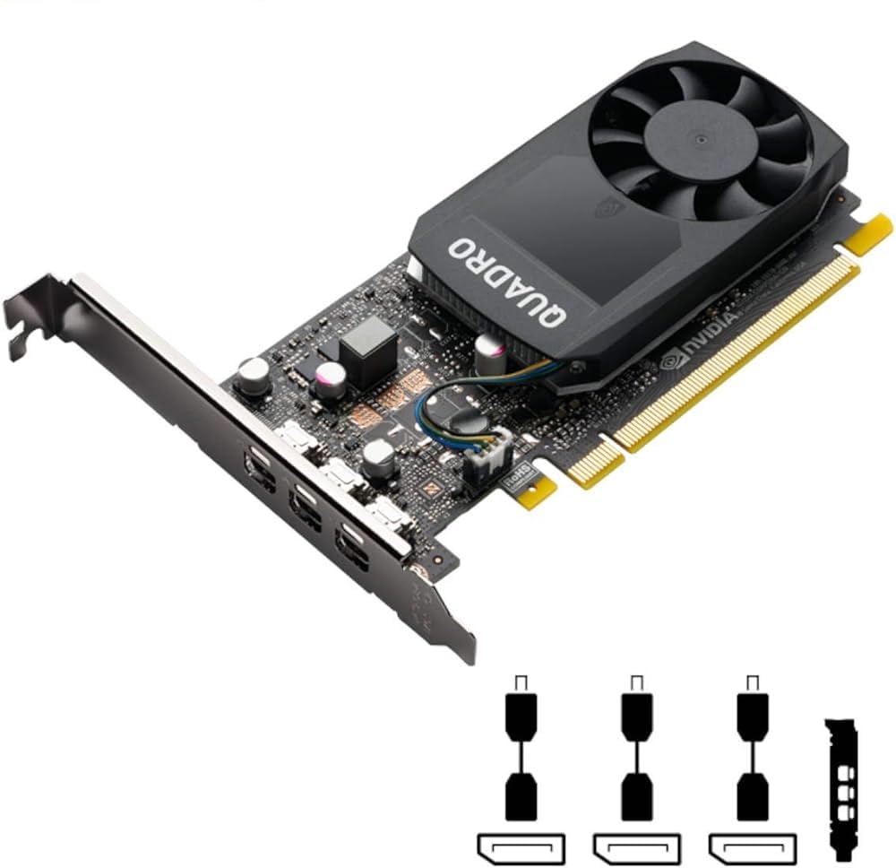 PNY Nvidia Quadro P400 2GB GDDR5 Single-Slot Graphics Card - 256 CUDA Cores, 64-bit, 3x Mini DisplayPort 1.4, 30W, PCIe 3.0 x16 - High/Low Profile Bracket (Renewed) | Ideal for CAD, Video Editing & Multi-Monitor Workstations