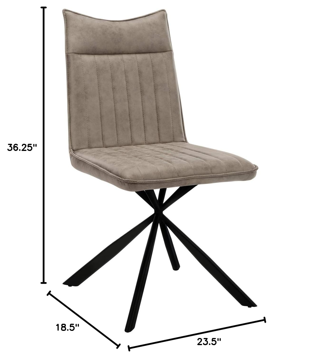 Monarch Specialties 1216 Modern Upholstered Dining Chairs - Set of 2, Beige Fabric with Taupe Leather-Look & Black Metal Frame, 18.5