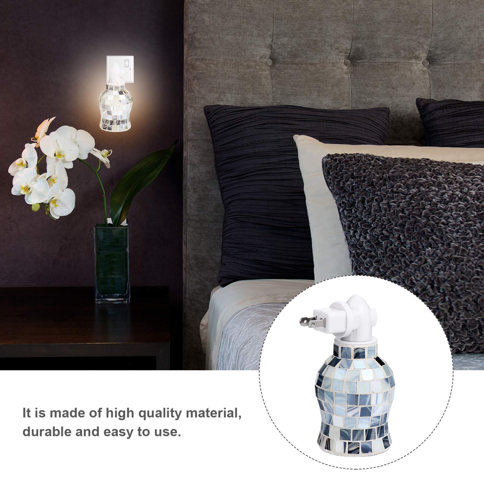 Premium Plug-in Wax Melt Warmer - Glass Mosaic Oil Diffuser with Fragrance Wax Melts | Home Aromatherapy, Bedroom Decor & Night Light (Blue) | Perfect for Relaxation, Stress Relief & Creating Cozy Atmosphere