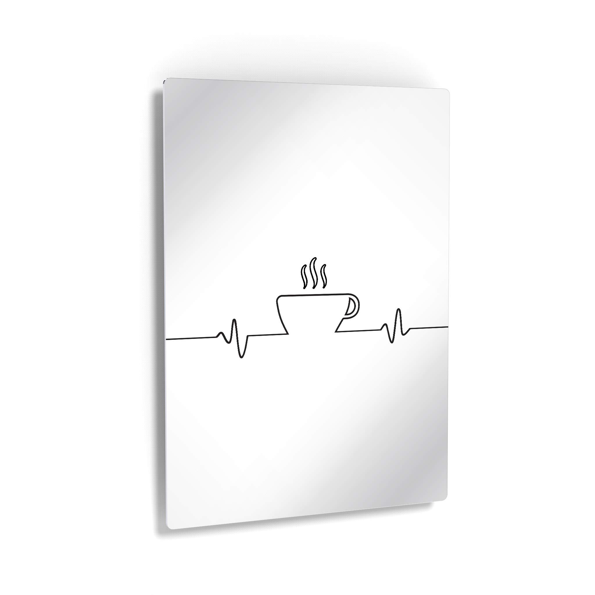 Black and White Coffee Heartbeat Line Art Metal Wall Print - Inspirational Coffee Sign for Kitchen, Office & Coffee Shop Decor (30x20) - Perfect for Farmhouse, Restaurant & Gift Giving Scenes