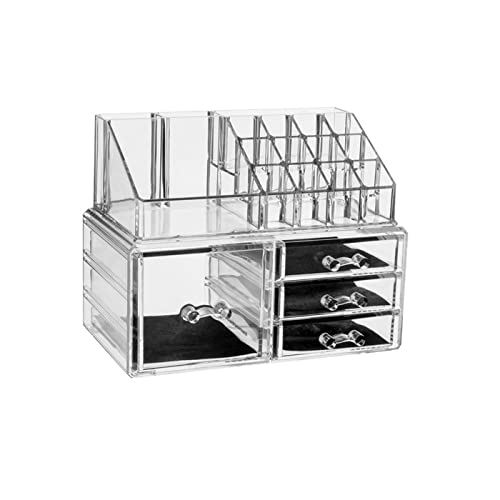 Acrylic Makeup Organizer with 3 Drawers - Stackable Cosmetic Storage for Beauty & Jewelry