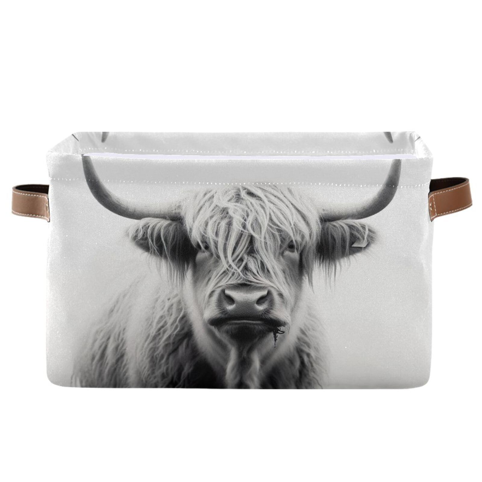 Highland Cow Storage Basket - Closet Organizer Bin, Cube Shelf Organizer for Home & Office - Perfect for Bedroom, Bathroom, and Kids Room Organization (1PC)