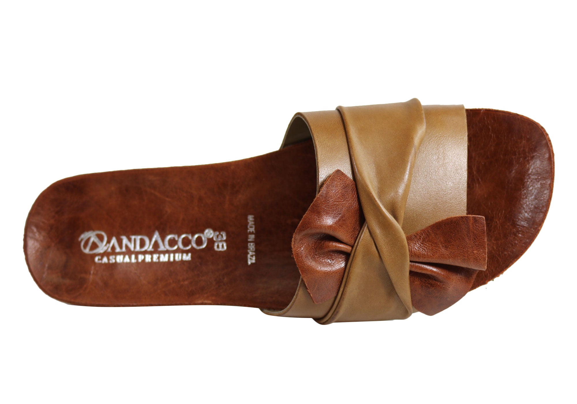 Andacco Women's Comfortable Leather Slide Sandals - Handmade in Brazil - Perfect for Beach, Pool, and Summer Casual Wear