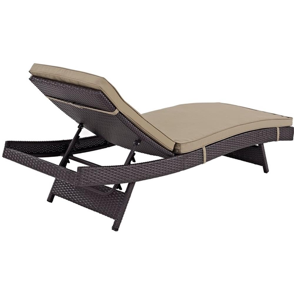Modway Convene Wicker Rattan Outdoor Patio Chaise Lounge Chairs Set of 2 - Espresso Mocha Color, Weather-Resistant for Poolside, Garden & Backyard Relaxation