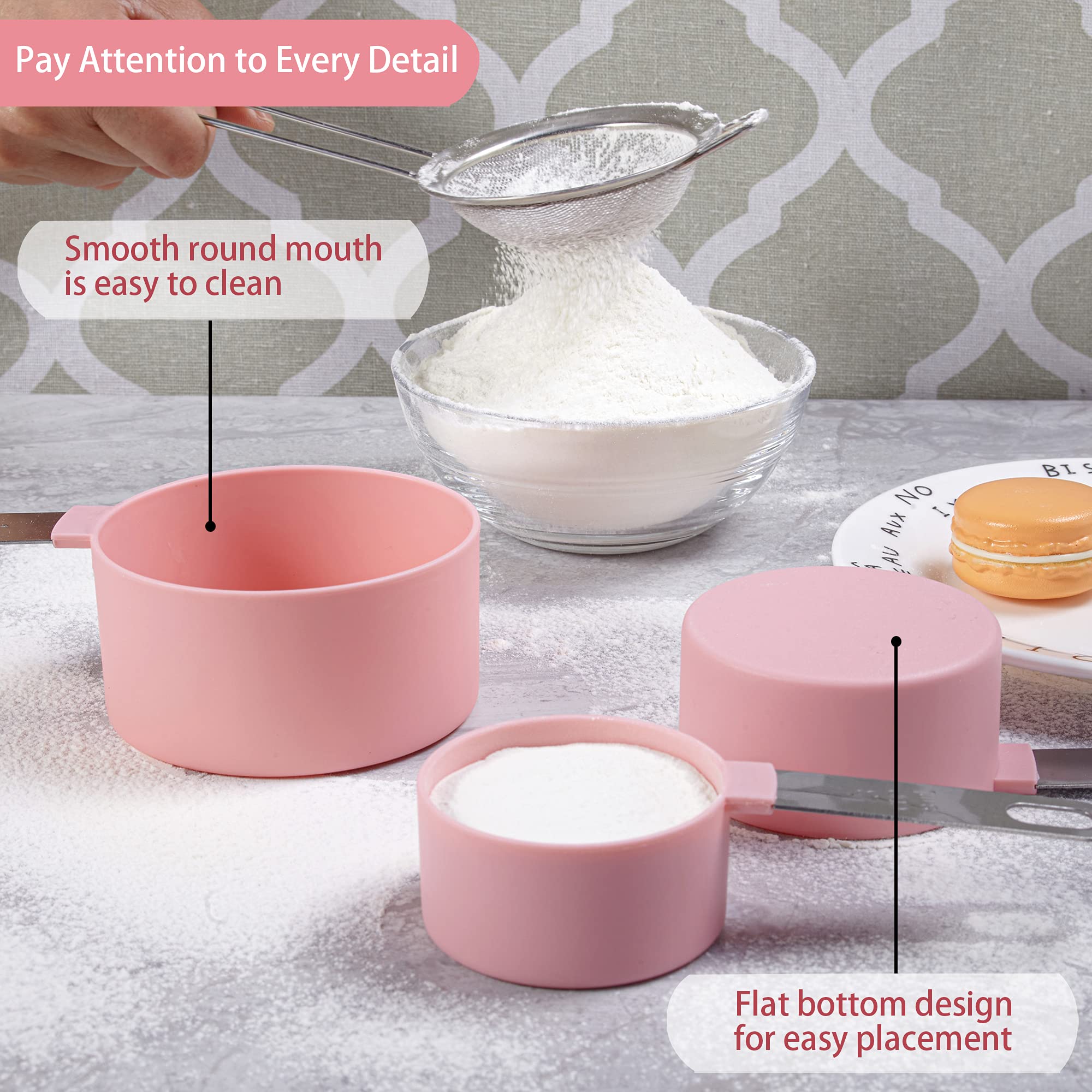 Premium 10-Piece Stainless Steel Measuring Cups and Spoons Set - Stackable Kitchen Gadgets for Dry & Liquid Ingredients (Pink) - Perfect for Baking, Cooking & Meal Prep