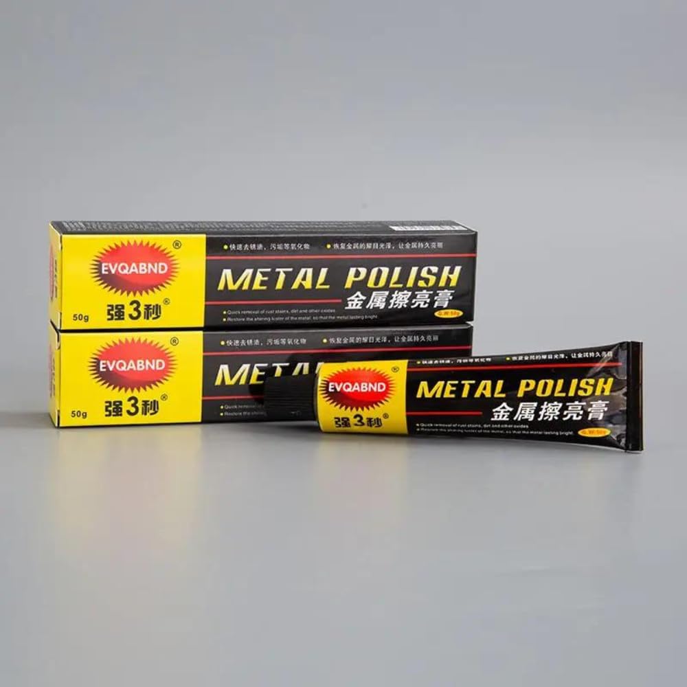 Premium Metal Polish Paste - Multi-Purpose Cleaner & Restorer for Brass, Copper, Chrome, Stainless Steel & All Metals (50g) - Safe for Jewelry, Automotive Parts, Kitchenware & Antique Restoration - Ideal for Shining, Protecting & Reviving Metal Surfaces at Home or Workshop