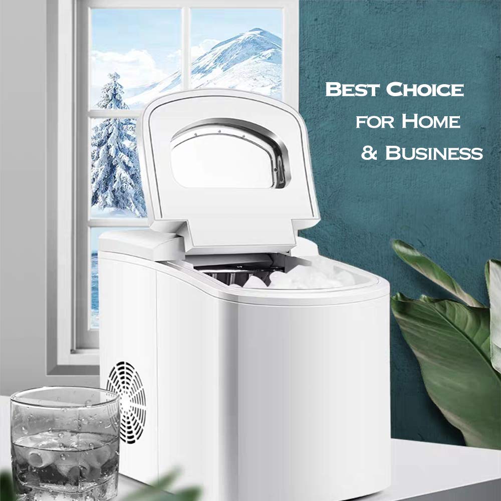 Portable Compact Ice Maker Machine - Countertop White Ice Cube Maker for Home, Office, Party, Boat & RV - Perfect for Cocktails, Beverages & Outdoor Adventures