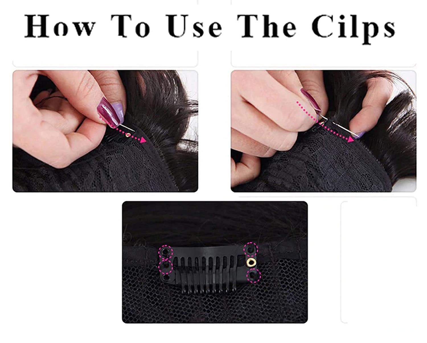 U Shape Snap Clips for Hair Extensions & Wigs - 32mm Black Hair Clips (12 Pack) - Secure Fit for Fitness, Workouts & Daily Styling