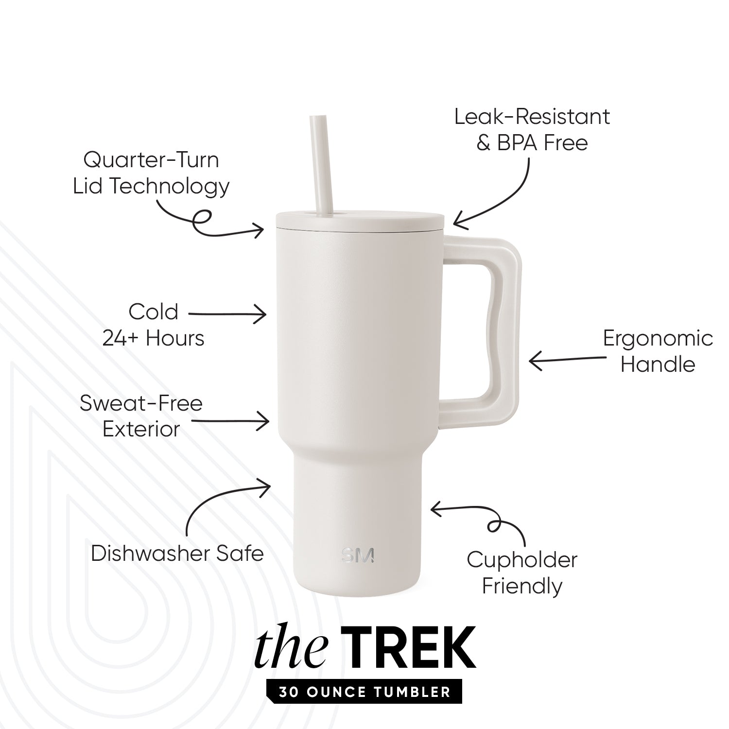 Premium Trek Tumbler 30Oz Stainless Steel Vacuum Insulated Water Bottle - Keeps Drinks Hot/Cold for 24 Hours - BPA Free - Perfect for Hiking, Camping & Outdoor Adventures