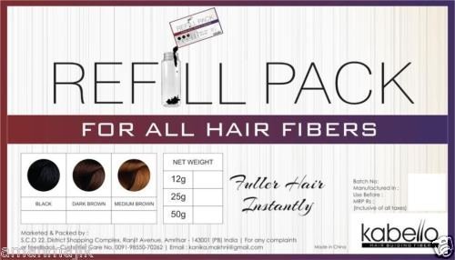 Kabello Hair Building Fibers Refill Pack - 12g Medium Brown for Thinning Hair | Conceals Bald Spots & Adds Volume | Perfect for Daily Use, Special Occasions & Confidence Boosting