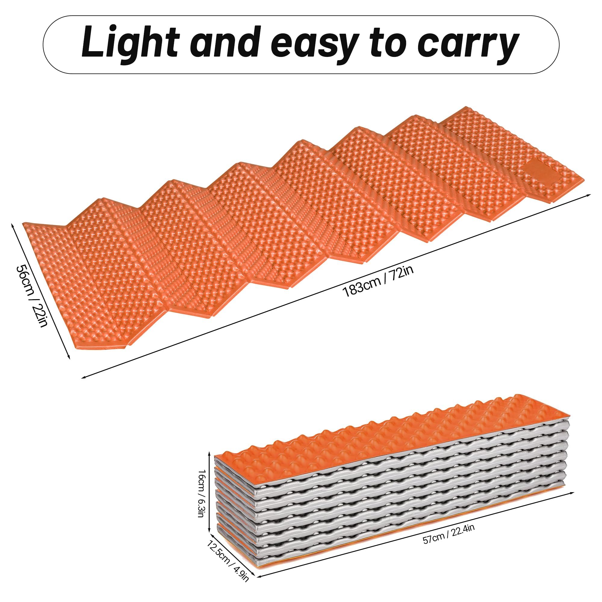 Lightweight Foam Sleeping Pad for Camping & Backpacking - Waterproof Folding Mat with XPE Foam & Aluminum Layer - Portable Closed Cell Foam Pad for Hiking, Travel, Outdoor Adventures - Perfect for Tents, RVs, and Beach Trips