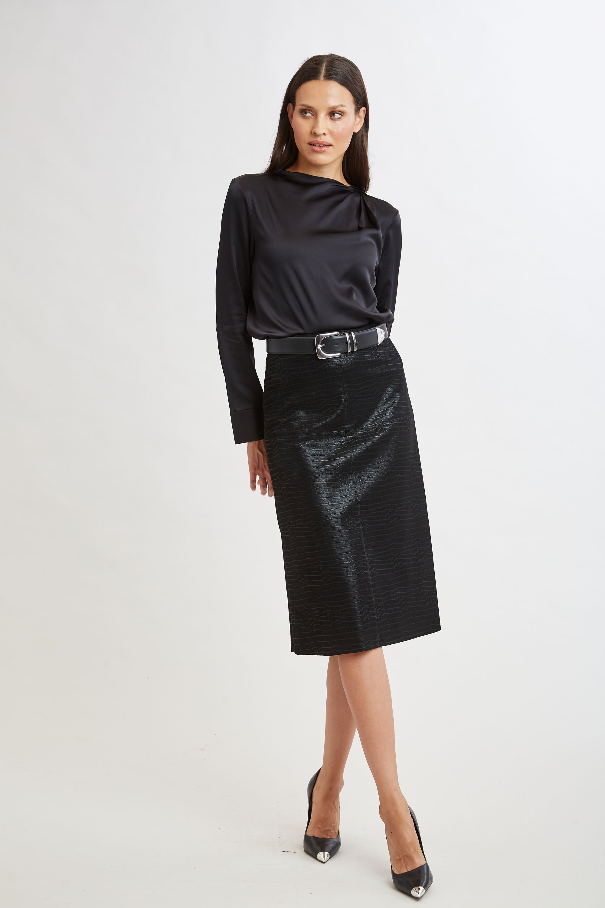 Silk Satin Draped Neck Blouse for Women - Elegant V-Neck Tops for Work & Evening Wear - Perfect for Office, Date Night & Special Occasions
