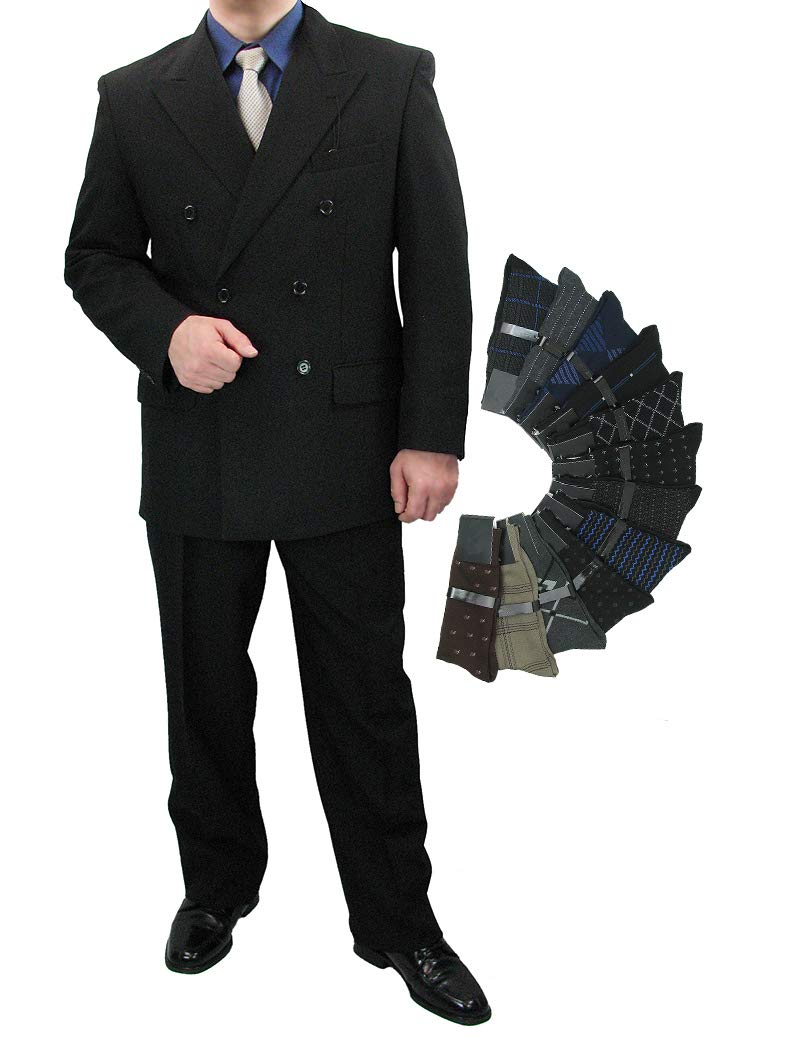 Premium Hand-Tailored 2-Piece Men's Double Breasted Suit Set with Free Socks | Formal Business Attire for Weddings, Interviews & Special Occasions